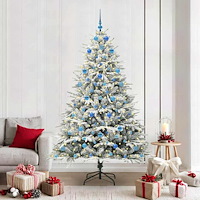 vidaXL Konstgjord förbelyst julgran med kulset Grön 210 cm PVC och PE