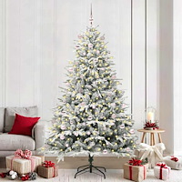 vidaXL Konstgjord förbelyst julgran med kulset Grön 240 cm PVC och PE