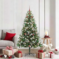 vidaXL Künstlig Fällbar Julgran med Flockad Snö Grön och vit 180 cm