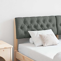 vidaXL Klädd sänggavel Mörkgrå 140 cm Massiv furu