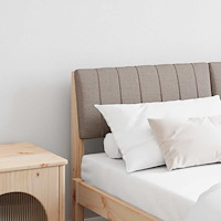 vidaXL Klädd sänggavel Taupe 135 cm Massiv furu