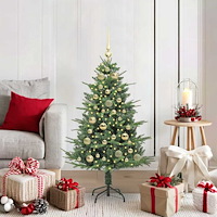 vidaXL Konstgjord förbelyst julgran med kulset Grön 120 cm PVC och PE