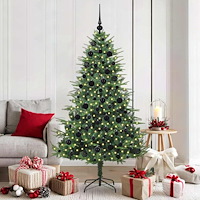 vidaXL Konstgjord förbelyst julgran med kulset Grön 180 cm PVC och PE