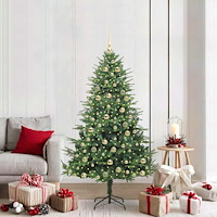vidaXL Konstgjord förbelyst julgran med kulset Grön 180 cm PVC och PE