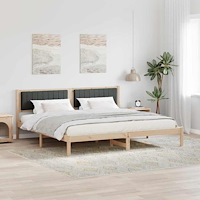 vidaXL Sängram med huvudgavel Mörkgrå 200 x 200 cm Massiv furu