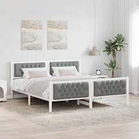 vidaXL Sängram med huvudgavel Ljusgrå 160 x 200 cm Massiv furu