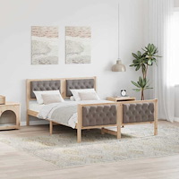 vidaXL Sängram med huvudgavel Taupe 150 x 200 cm Massiv furu