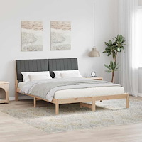 vidaXL Sängram med huvudgavel Brun 160 x 200 cm Massiv furu