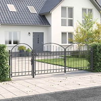 vidaXL Trädgårdsgrind med böjd topp Grå 4 x 1,25 m Stål