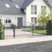 vidaXL Trädgårdsgrind med böjd topp Grå 500 x 100 cm Stål