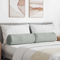 vidaXL Bolsterkuddar 2 pcs Ljusgrå Ø 25 x 70 cm Kordread tyg