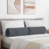 vidaXL Bolsterkuddar 2 pcs Mörkgrå Ø 25 x 70 cm Kordread tyg