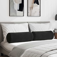 vidaXL Bolsterkuddar 2 pcs Svart Ø 25 x 70 cm Kordread tyg