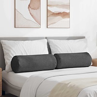 vidaXL Bolsterkuddar 2 pcs Mörkgrå Ø 25 x 70 cm Kordread tyg