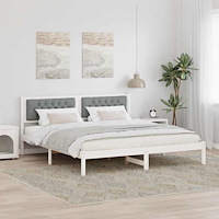 vidaXL Sängram med huvudgavel Ljusgrå 160 x 200 cm Massiv furu