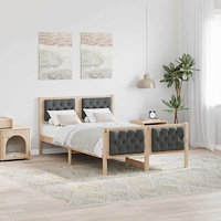 vidaXL Sängram med huvudgavel Mörkgrå 120 x 200 cm Massiv furu