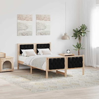 vidaXL Sängram med huvudgavel Svart 120 x 190 cm Massiv furu