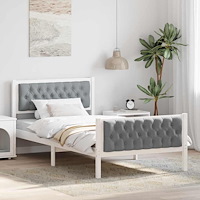 vidaXL Sängram med huvudgavel Ljusgrå 100 x 200 cm Massiv furu