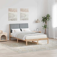 vidaXL Sängram med huvudgavel Brun 120 x 190 cm Massiv furu