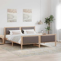 vidaXL Sängram med huvudgavel Brun och taupe 180 x 200 cm Massiv furu