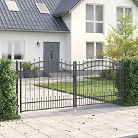 vidaXL Grind med spetstopp med lås Grå 305 x 125 cm Stål