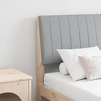 vidaXL Klädd sänggavel Ljusgrå 140 cm Massiv furu