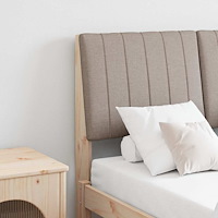 vidaXL Klädd sänggavel Taupe 120 cm Massiv furu