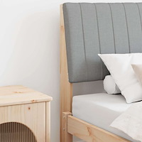 vidaXL Klädd sänggavel Ljusgrå 90 cm Massiv furu