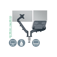 LEITZ Leitz Ergo monteringssats - för 2 LCD-bildskärmar eller LCD-bildskärm och bärbar dator - space saving - mörkgrå