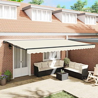 vidaXL Markisram Kräm 500 × 300 cm Polyester med PU-beläggning