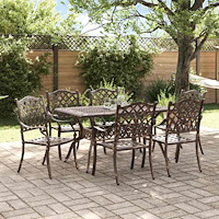 vidaXL Trädgårdsmöbelset 7 pcs Brons Aluminium