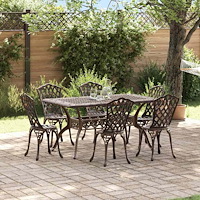 vidaXL Trädgårdsmöbelset 7 pcs Brons Aluminium