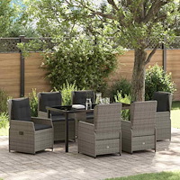 vidaXL Trädgårdsmöbelset 7 pcs Grå konstrotting
