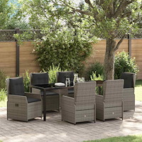 vidaXL Trädgårdsmöbelset 7 pcs Grå konstrotting