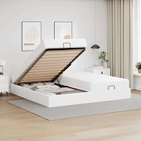 vidaXL Sängram med madrass Ren vit 200 x 200 cm Konstläder