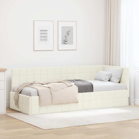 vidaXL Hörn Sängram med huvudgavel Kräm 80 x 200 cm Sammet