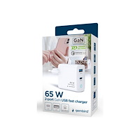 Gembird GEMBIRD GEMBIRD GaN 2-portars USB-snabbladdare 65W USB typ C...