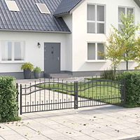 vidaXL Grind med spetstopp med lås Grå 305 x 75 cm Stål