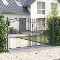 vidaXL Grind med spetstopp med lås Grå 305 x 175 cm Stål