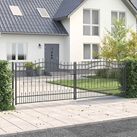 vidaXL Grind med spetstopp med lås Grå 404 x 125 cm Stål