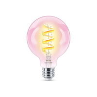 WiZ Philips Smart - LED-glödlampa med filament - form: G95 - klar finish - E27 - 6.3 W - RGB-lampa - 2200-6500 K