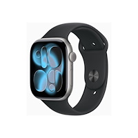 Apple Apple Watch Series 11 (GPS) - rymdgrå aluminium - smart klocka med sportband - svart - 64 GB