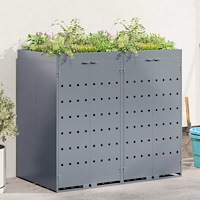 vidaXL Förvaring för 2 soptunnor Ljusgrå 136 x 77,5 x 121,5 cm