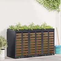 vidaXL Förvaring för 3 soptunnor Antracit 340 x 77,5 x 115,5 cm Stål