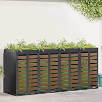 vidaXL Förvaring för 3 soptunnor Antracit 340 x 77,5 x 115,5 cm Stål