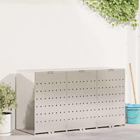vidaXL Förvaring för 3 soptunnor Silver 340 x 77,5 x 115,5 cm