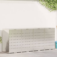 vidaXL Förvaring för 3 soptunnor Silver 340 x 77,5 x 115,5 cm