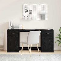 vidaXL Skrivbord med skåp Svart Ek 154,5 x 50 x 75 cm Konstruerat trä