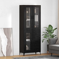 vidaXL Skåp Väggmonterad Svart Ek 69,5 x 34 x 180 cm Konstruerat trä