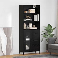vidaXL Sideboard Väggmonterad med låda 2 pcs Svart Ek Konstruerat trä